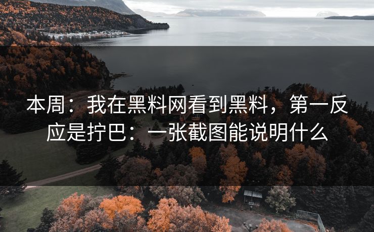 本周：我在黑料网看到黑料，第一反应是拧巴：一张截图能说明什么