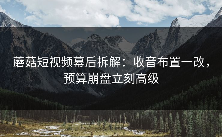 蘑菇短视频幕后拆解:收音布置一改,预算崩盘立刻高级 蘑菇短视频幕后拆解:收音布置一改,预算崩盘立刻高级