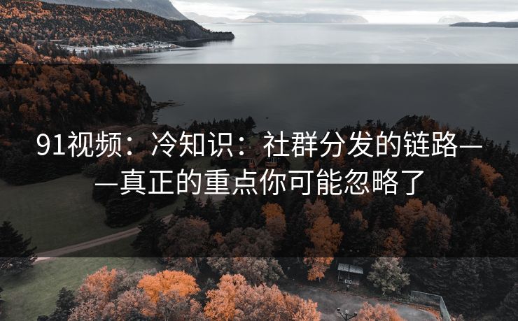 91视频：冷知识：社群分发的链路——真正的重点你可能忽略了